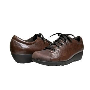 Munro American Dakota Wedge Lace Up Brown Leather Sneaker Sz 10M
